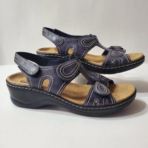 New Clarks Lexi Walnut Sandal Navy Marine Sz 8.5 M